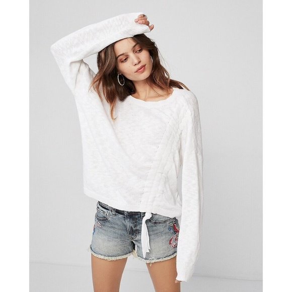 Express Marled Asymmetrical Ruched Pullover Sweater XS - Picture 7 of 7